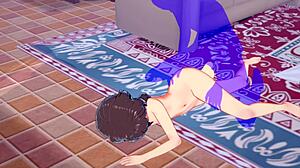 Japońska dziewczyna z anime Megumin z Konosuby zostaje ruchana i wytryskuje w środku w tym filmie Hentai