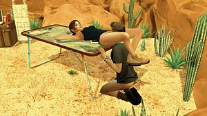 Parodie na Tomb Raider v Sims 4 s egyptskými faly osudu